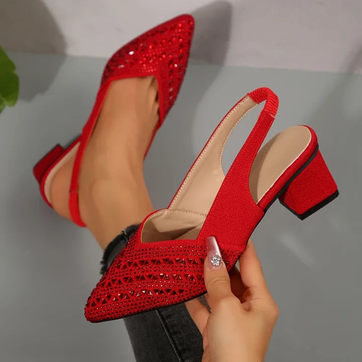 Nehama | Zapatos De Tacón Grueso Con Talón Abierto Y Purpurina Para Mujer