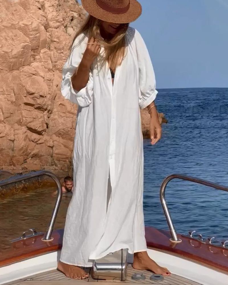 Reena | Vestido Camisero Blanco Largo