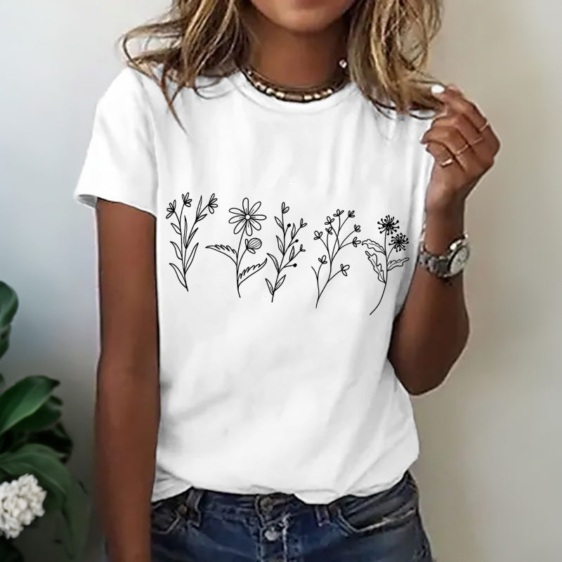 Melia | Camiseta de Manga Corta con Estampado Floral