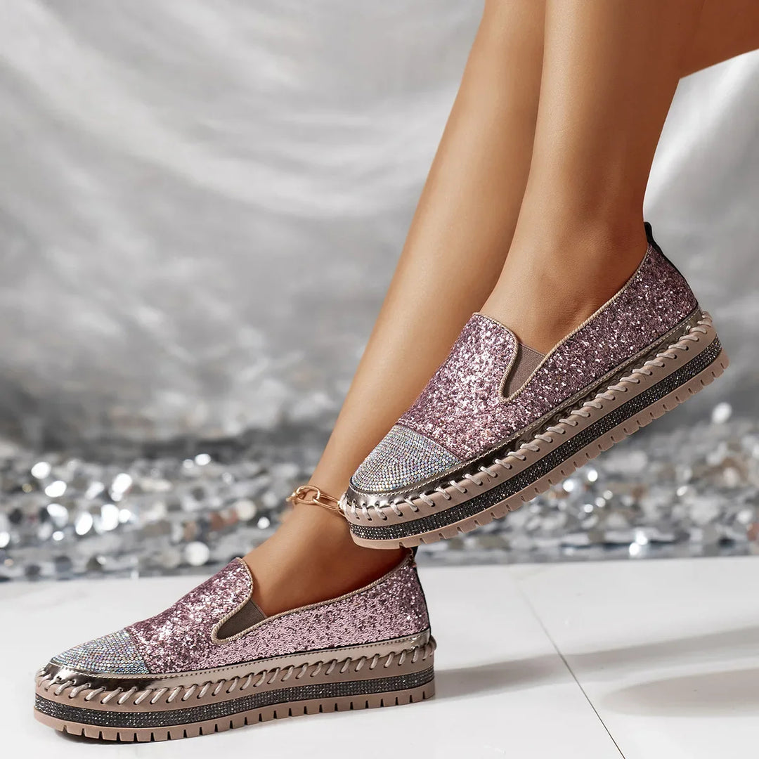 Lizka | Mocasines de Plataforma Con Pedrería Brillante