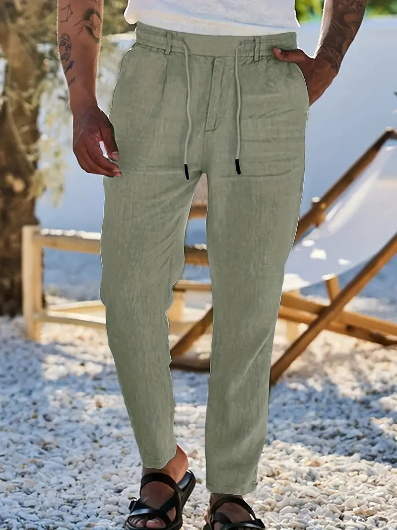 Nichols | Pantalón Lino Hombre Casual Cordón
