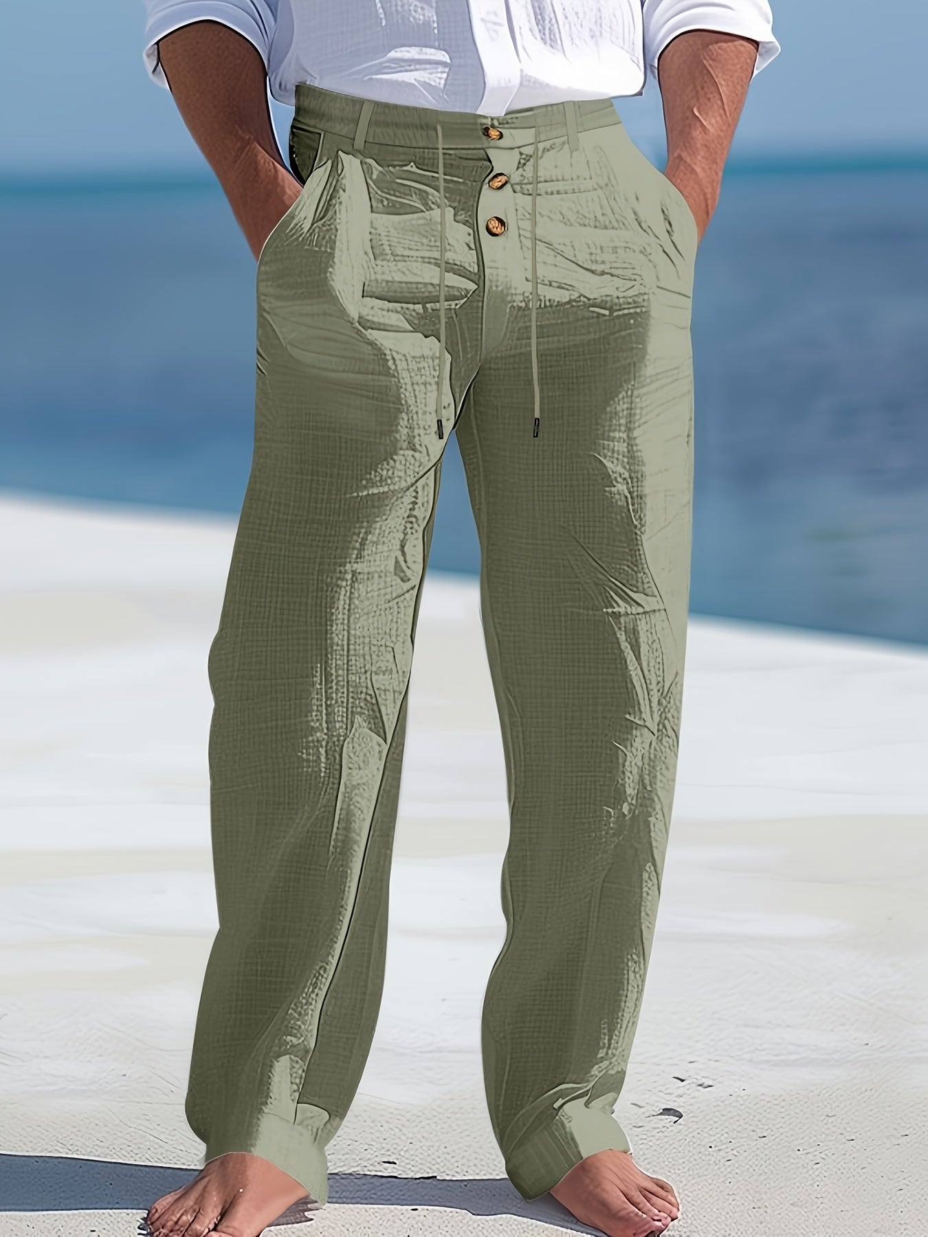 Aznar - Pantalón recto de lino con Cordón