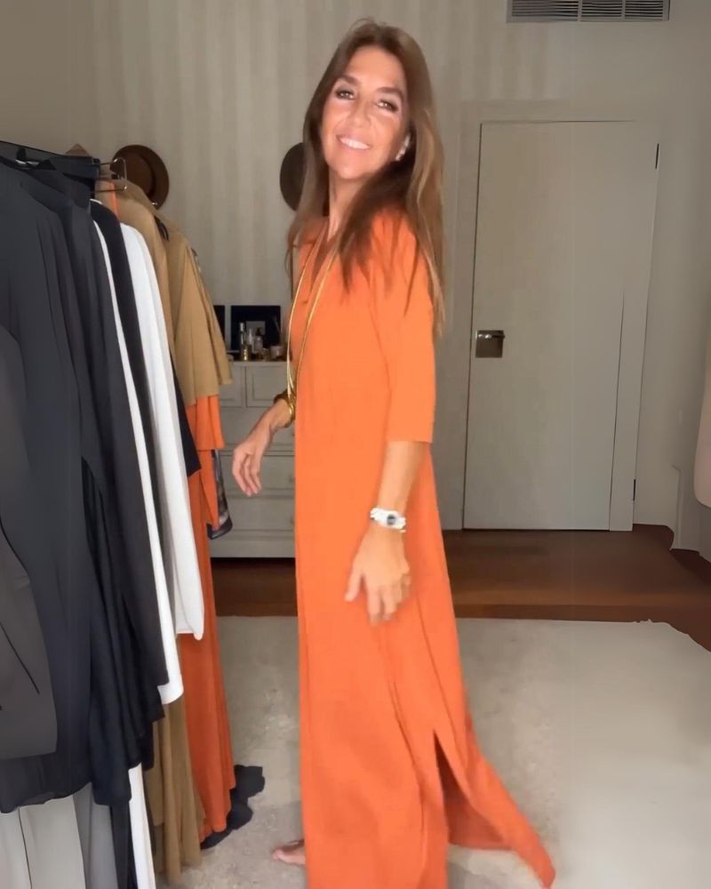 Deynia |  Vestido Maxi Cuello V Manga