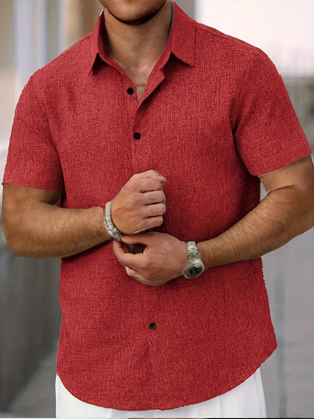 Dwight - Camisa De Manga Corta Ligera De Mezcla De Lino