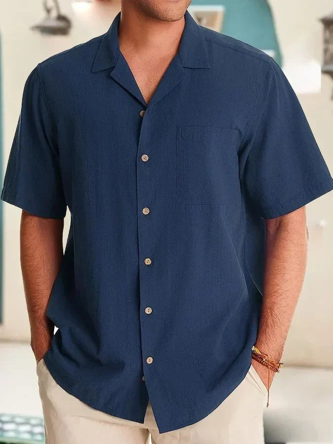Huib | Camisa de Manga Corta Con Cuello Camp y Bolsillo