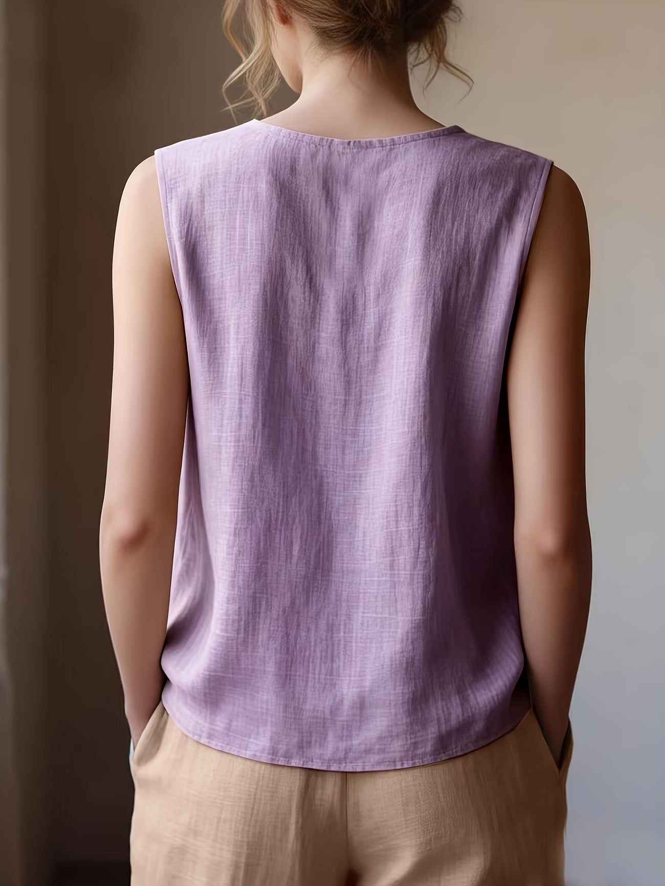 Safiya | Blusa Sin Mangas Con Cuello De Volantes Y Textura