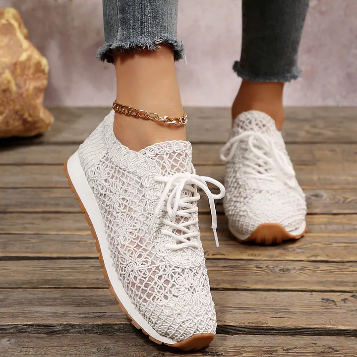 Susannah - Zapatillas Informales Transpirables con Cordones y Tejido de Punto