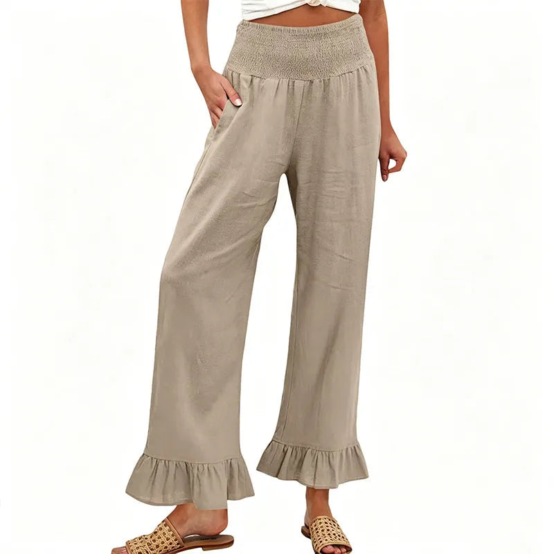 Moriom | Pantalón Holgado Con Volante Bajo