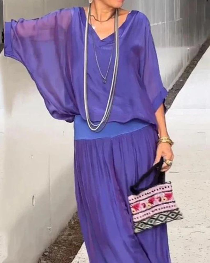 Anfisa | Conjunto De Dos Piezas De Estilo Informal Con Pantalones De Pierna Ancha