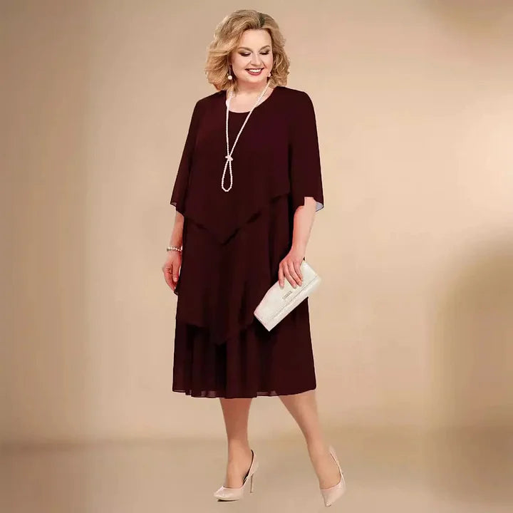 Leva | Vestido Midi de Chifón con Capas