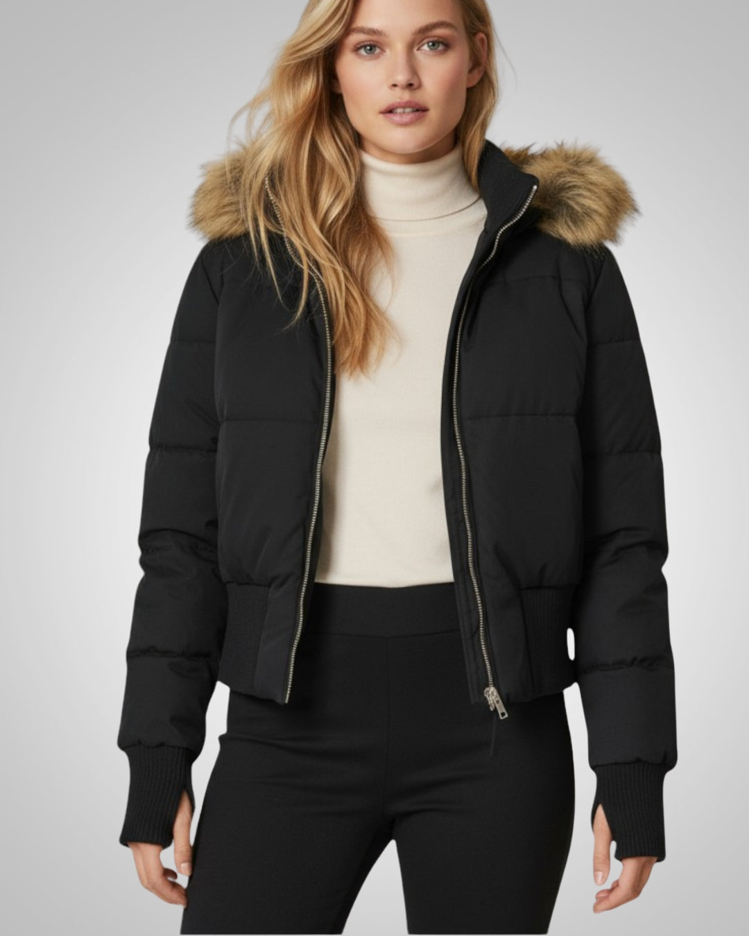 Isabel | Chaqueta acolchada con capucha de piel sintética