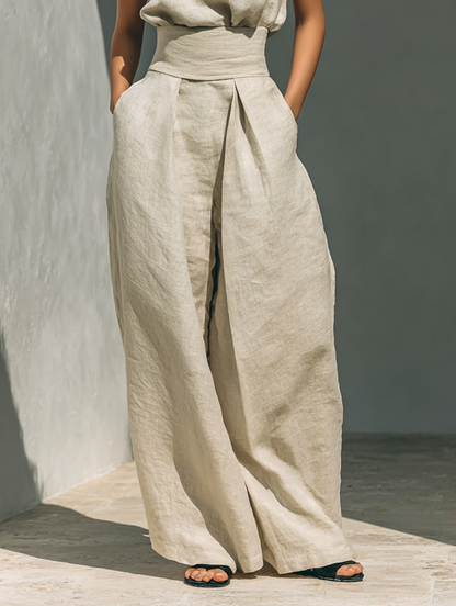 Vlatka - Conjunto Coordinado De Top Sin Mangas Con Cuello Alto Y Pantalones De Pierna Ancha