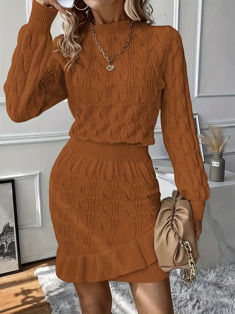 Katla | Vestido De Punto De Trenzado De Manga Larga