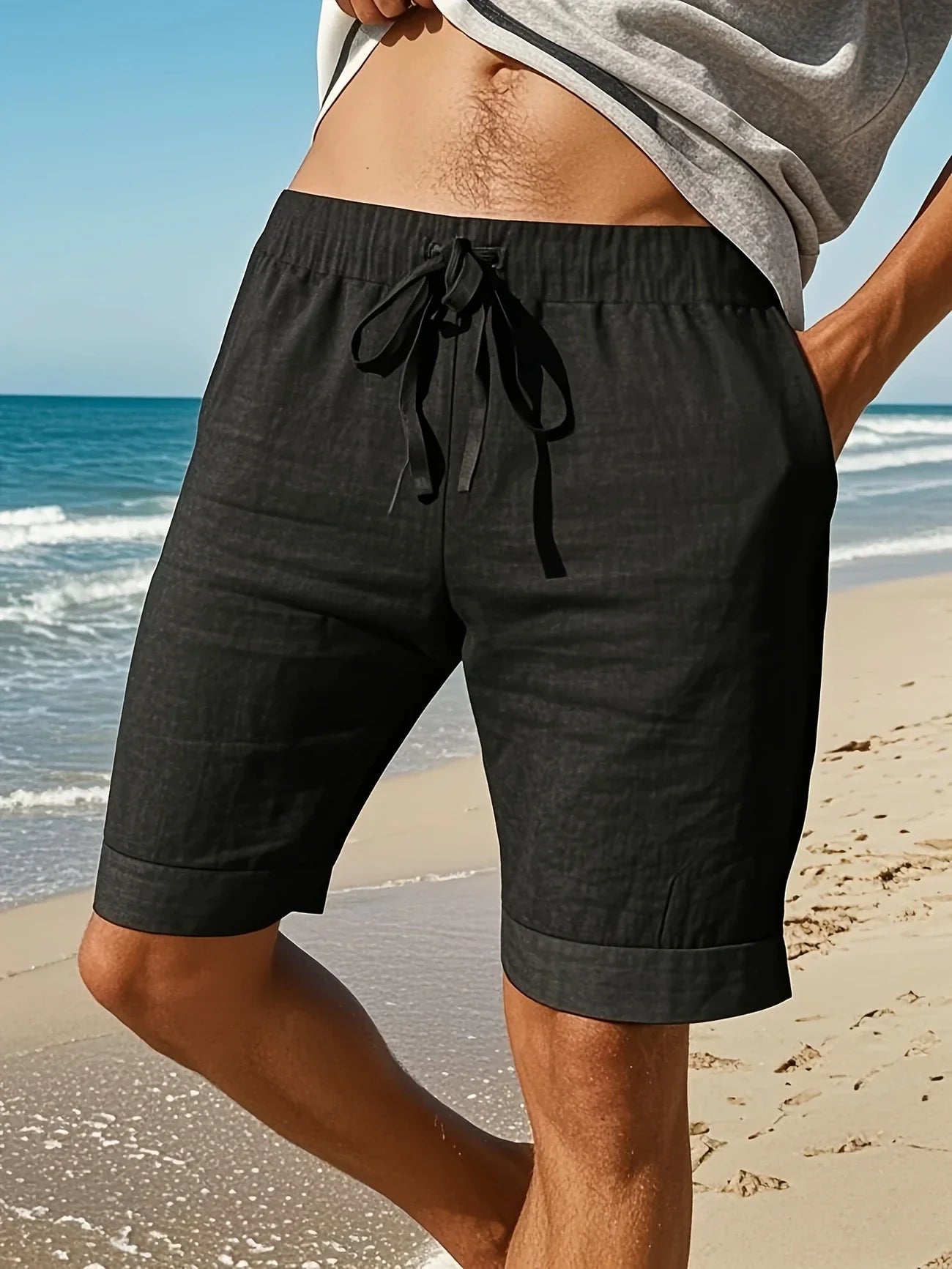 Callan | Pantalones Cortos Informales De Hombre Con Cordón, Hasta La Rodilla