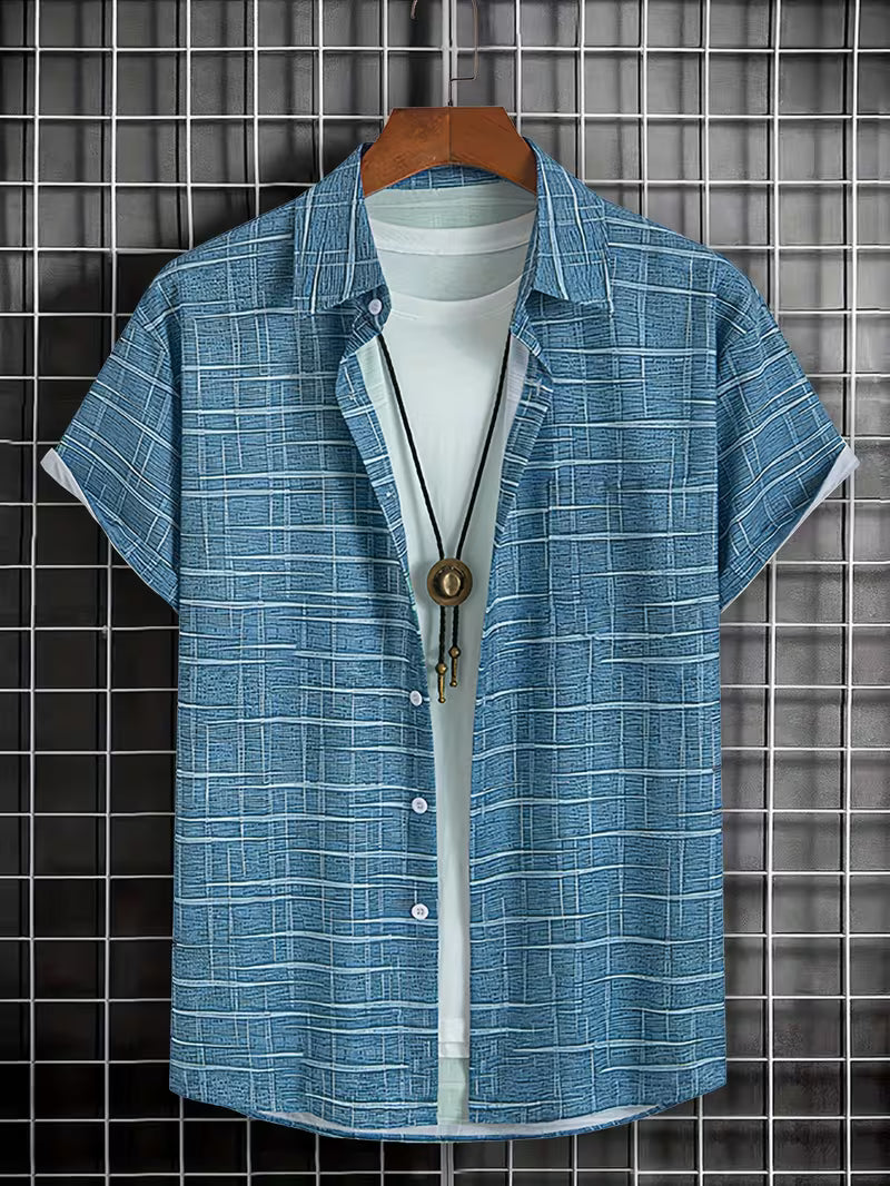 Jerrick - Camisa de Manga Corta Con Estampado Geométrico y Botones