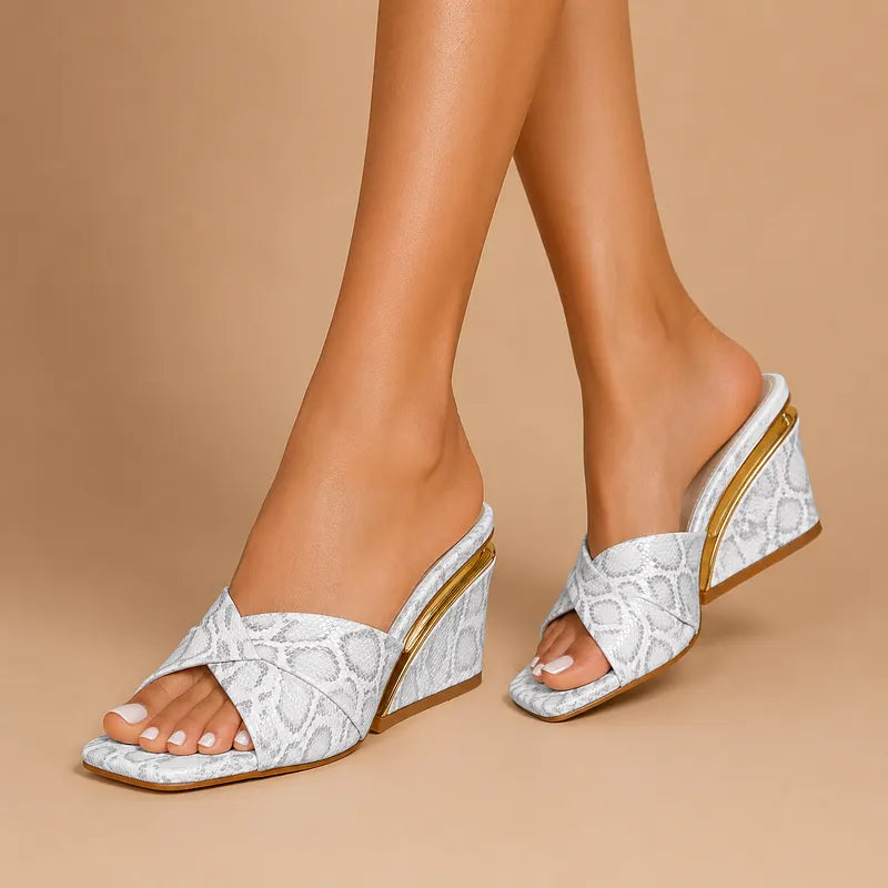 Axelle | Sandalias de Cuña Con Tiras Cruzadas