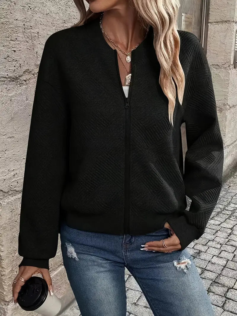 Juanita | Chaqueta De Manga Larga Con Cremallera Frontal Y Textura