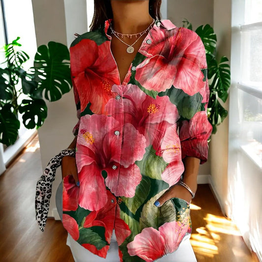 Elira | Camisa Floral Manga Larga Abotonada