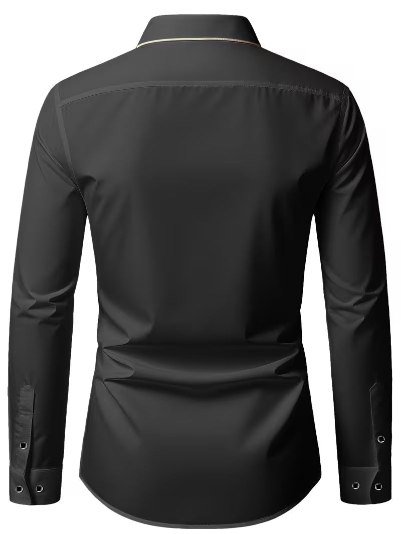 Daven | Camisa de Manga Larga con Ribete en Contraste