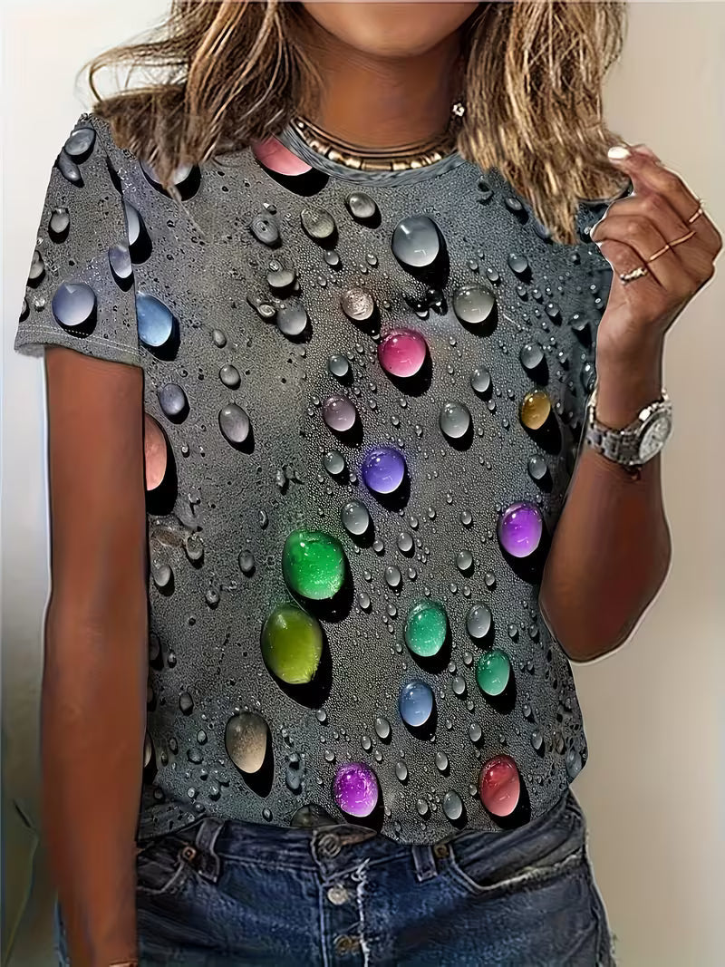 Ishadini – Camiseta Casual de Cuello Redondo | Playera de Manga Corta para Mujer