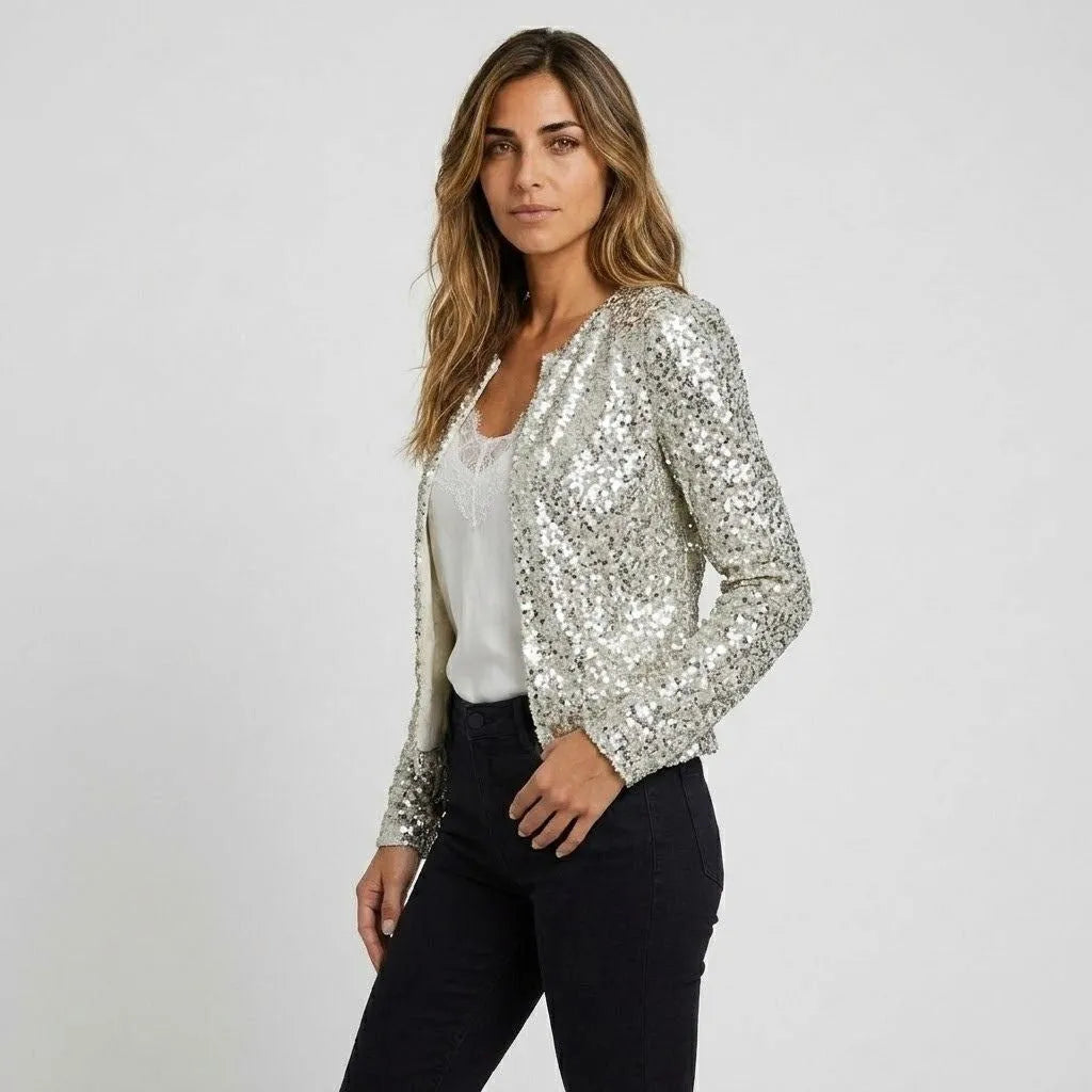 Amelia | Chaqueta con Lentejuelas y Frente Abierto