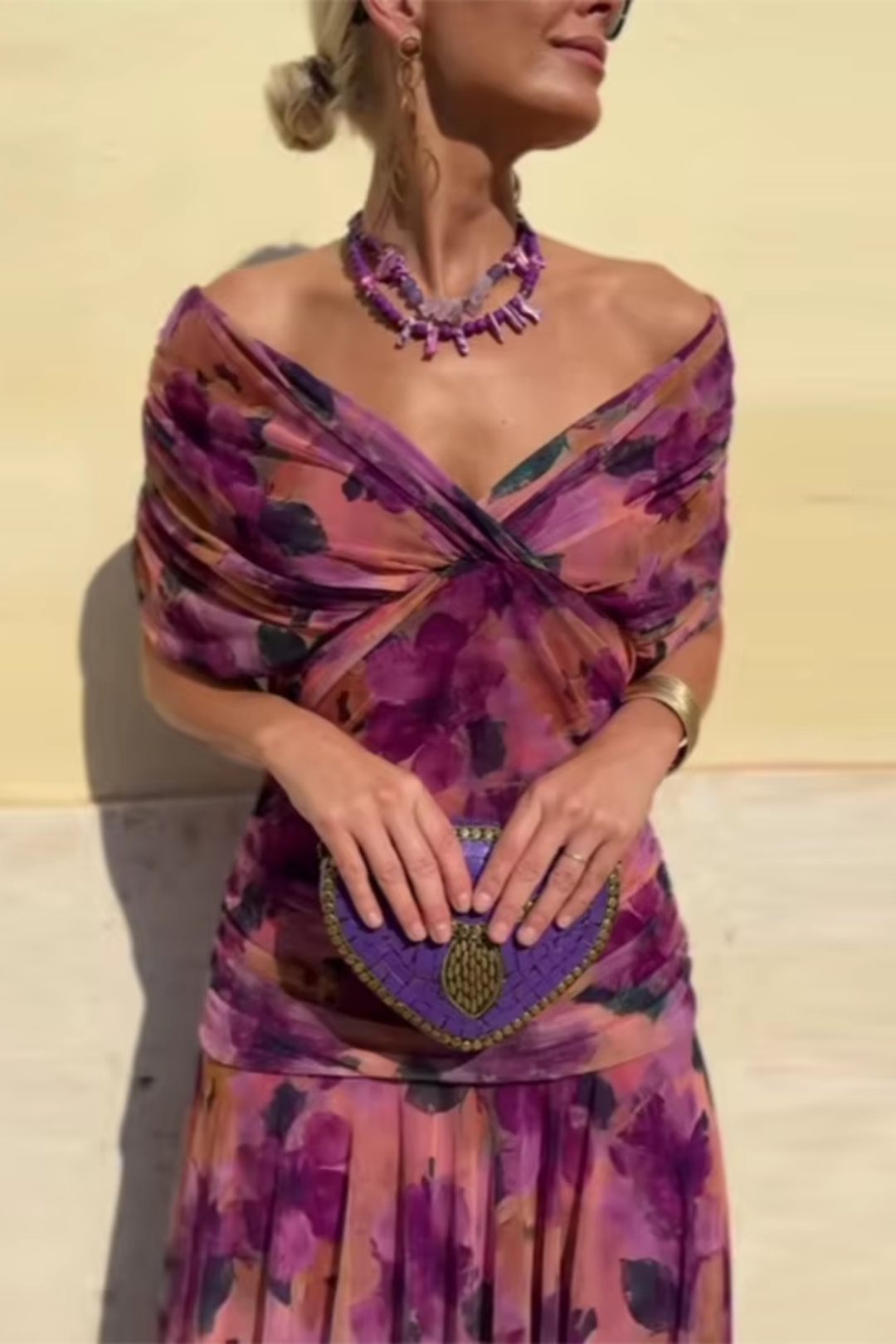 Nefeli | Vestido Maxi Fiesta Floral Escote Bardot