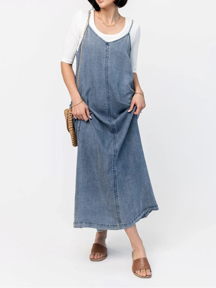 Éricaa | Vestido Largo de Corte Holgado Estilo Vaquero