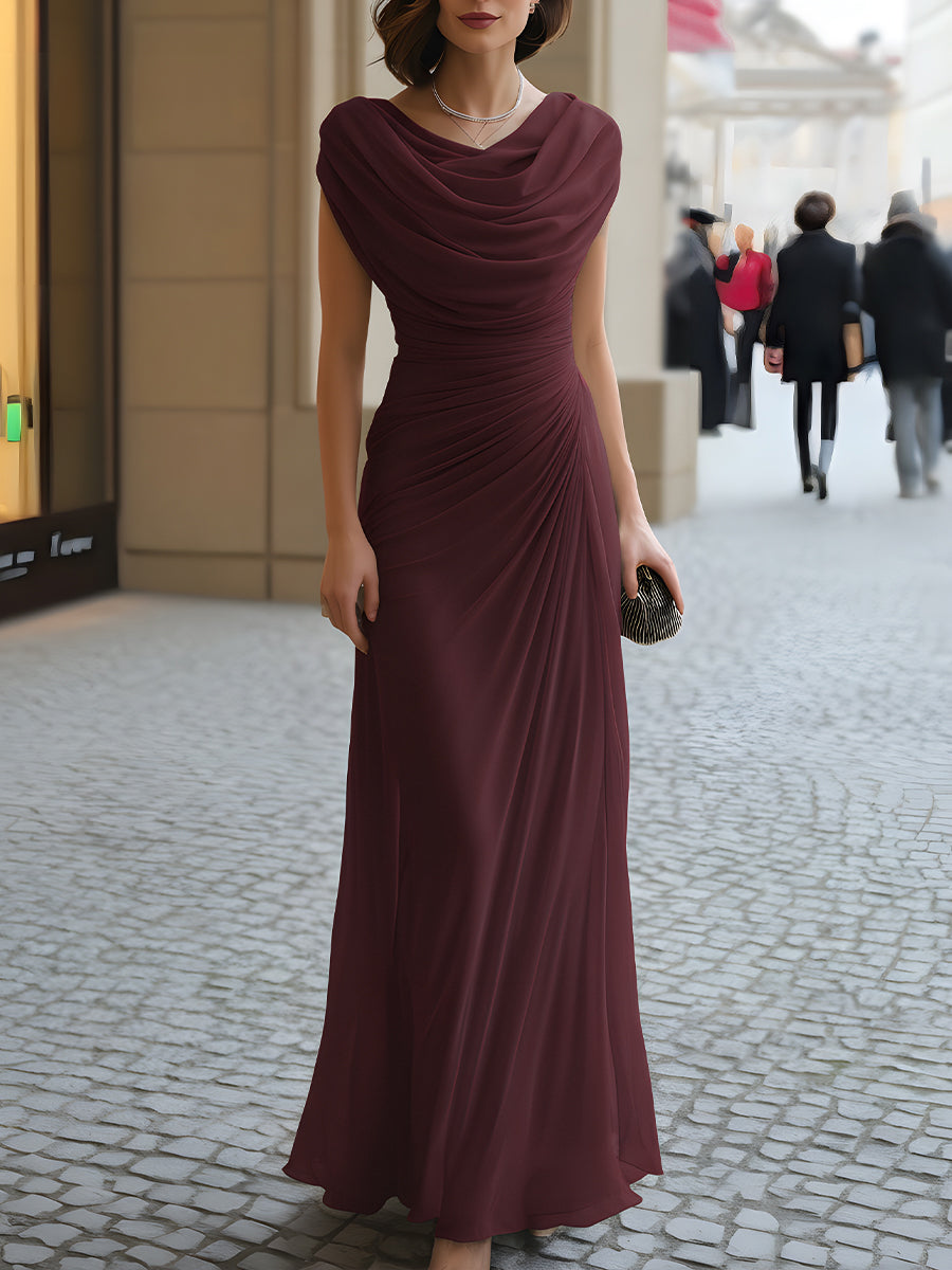 Jutharat | Vestido Maxi Drapeado Con Cuello Fruncido