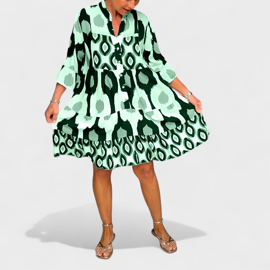 Suciana | Vestido Camisero MIDI Con Volantes Estampado