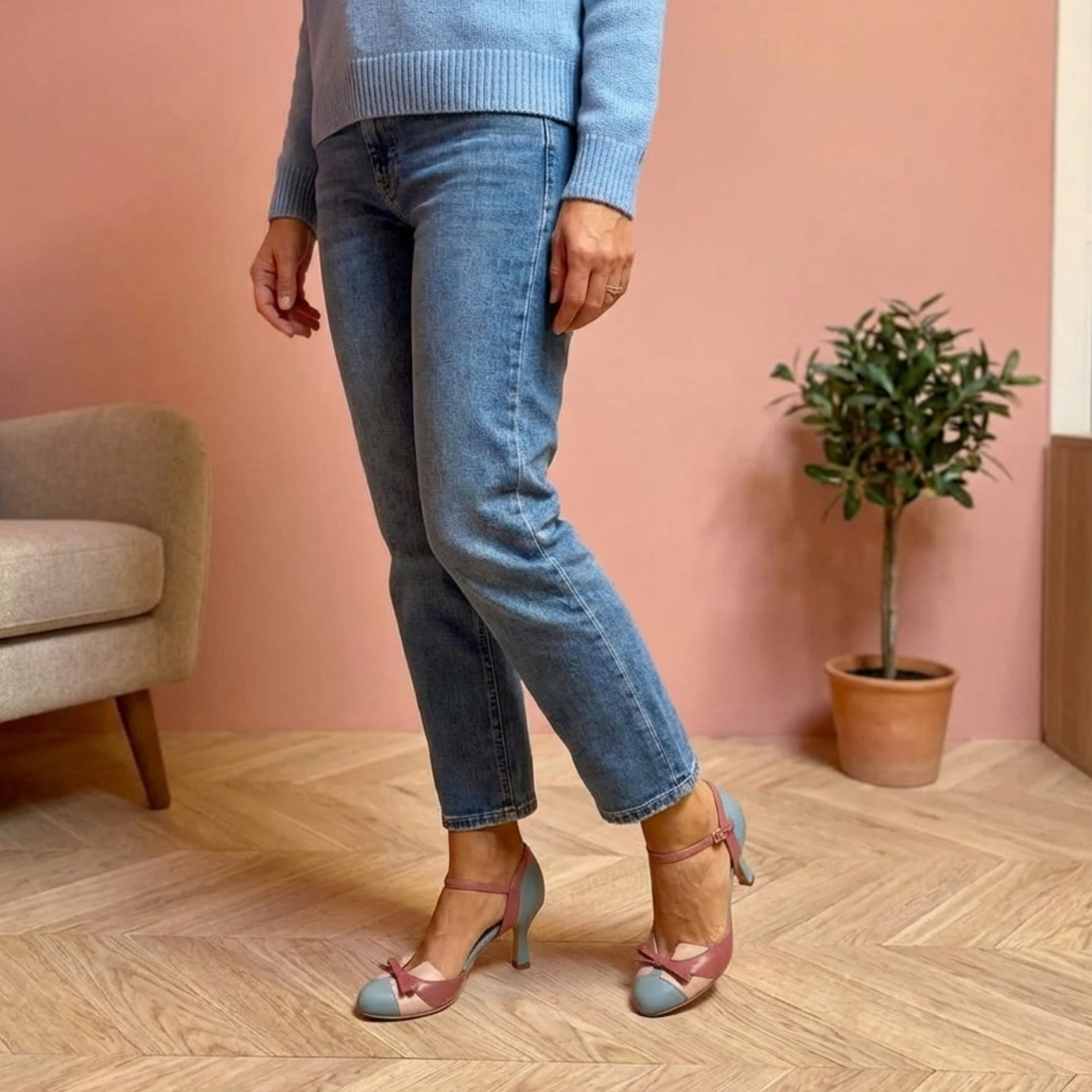 Janet | Zapatos De Tacón Con Lazo Y Bloques De Color Para Mujer