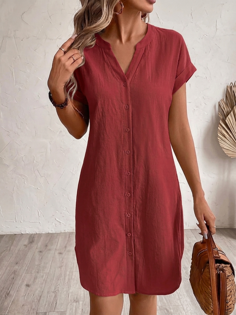 Khalela | Vestido Camisero Manga Corta con Botones