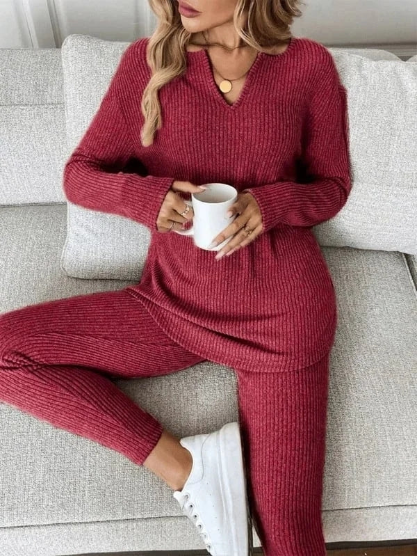 Renfri | Conjunto Acanalado De Camiseta Y Leggings