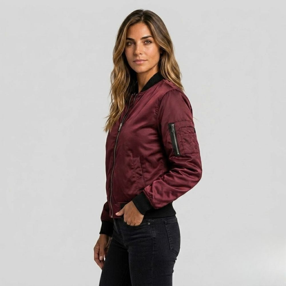 Sheila | Chaqueta Bomber con Cierre y Cuello Acanalado