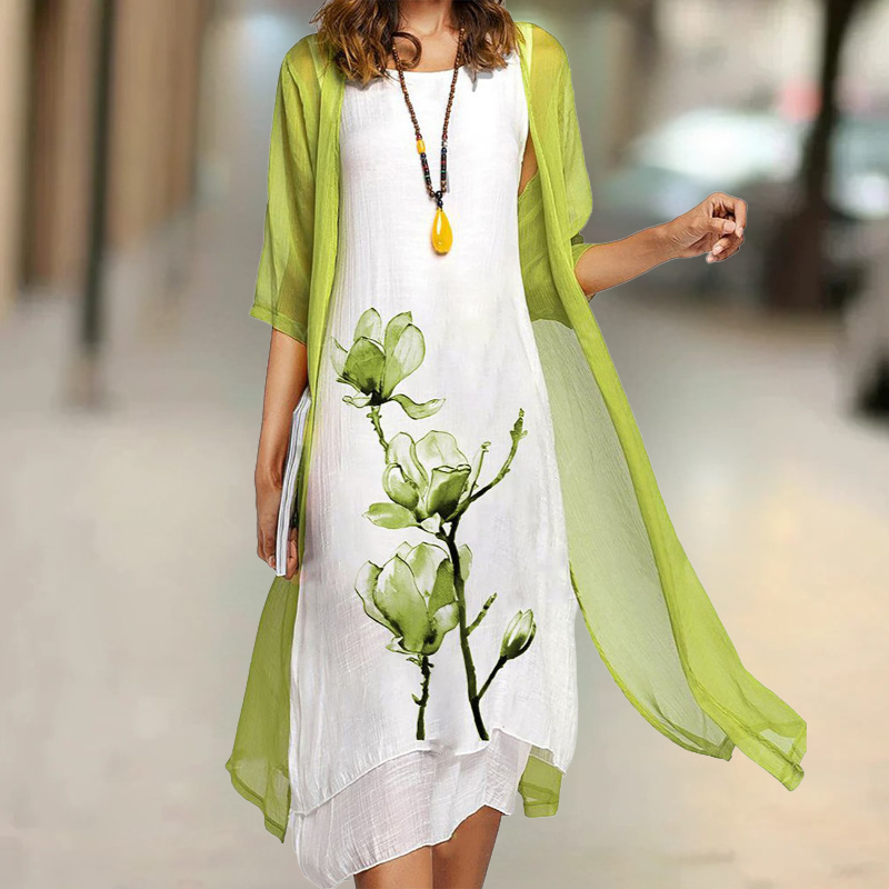 Nasira | Conjunto de Vestido sin Mangas con Estampado Floral