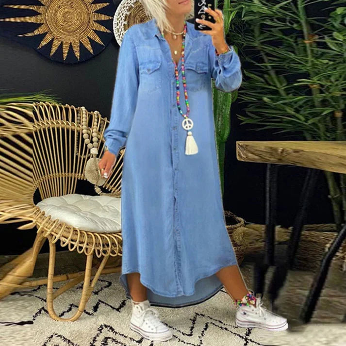 Lilla | Vestido Camisero De Manga Larga Con Botones