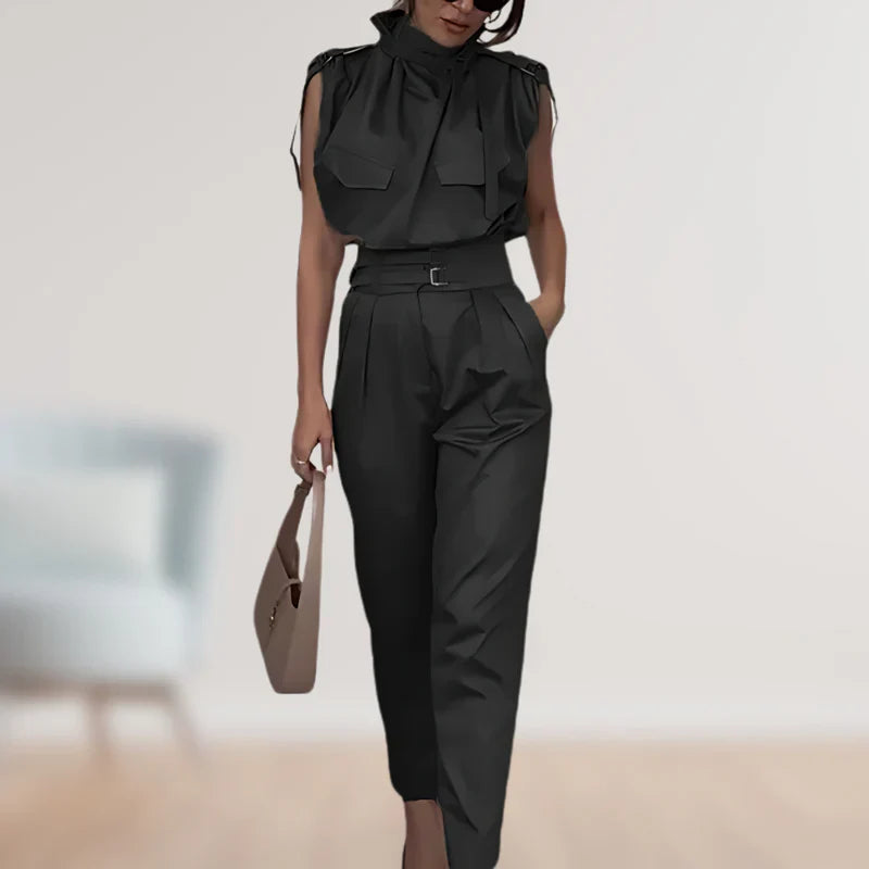 Reinhild | Conjunto Blusa Sin Mangas Pantalón Cintura Alta