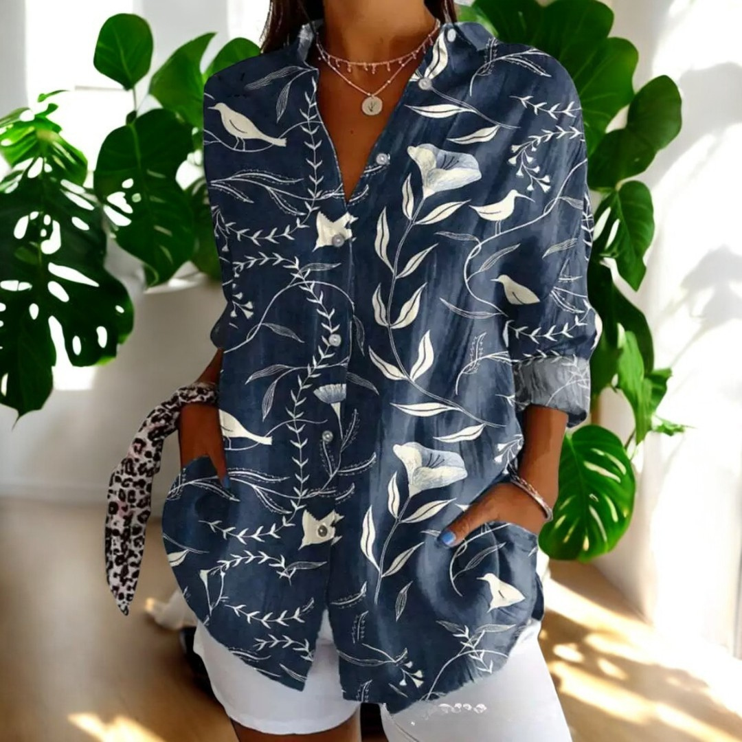 Elira | Camisa Floral Manga Larga Abotonada