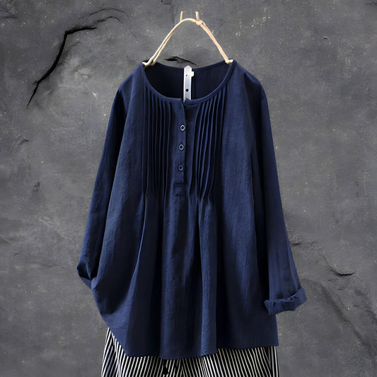 Sabeena | Blusa De Manga Larga Con Pliegues Y Tapeta De Botones en La Parte Delantera