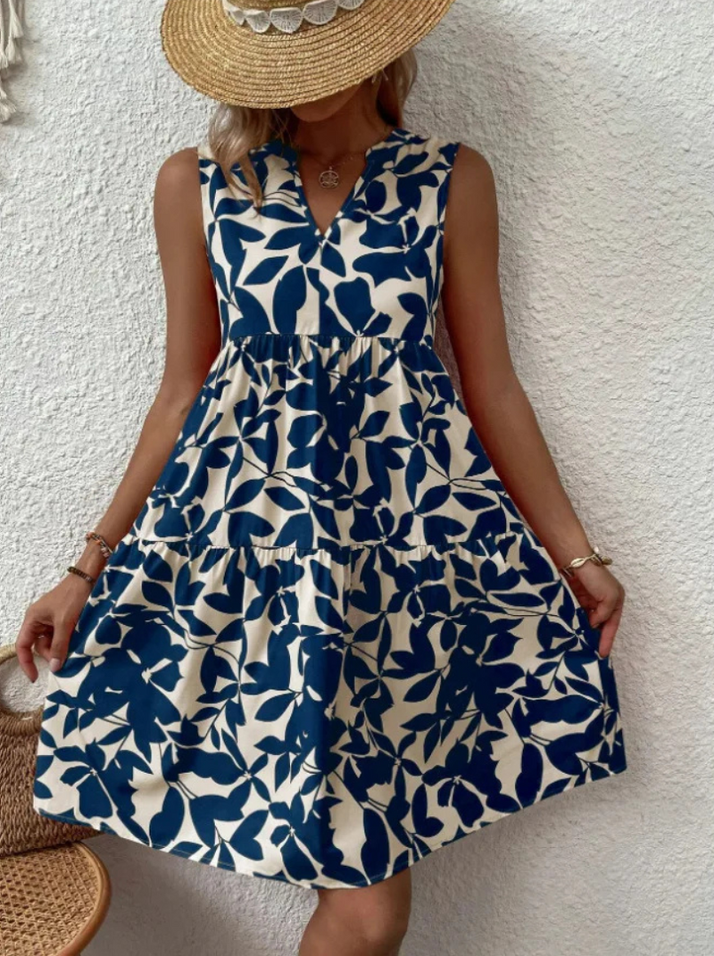 Greysen | Vestido Floral Sin Mangas Escalonado
