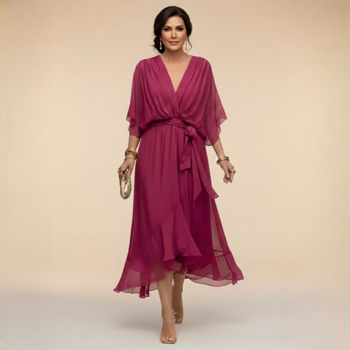 Harshani | Vestido Midi Cruzado Cuello V