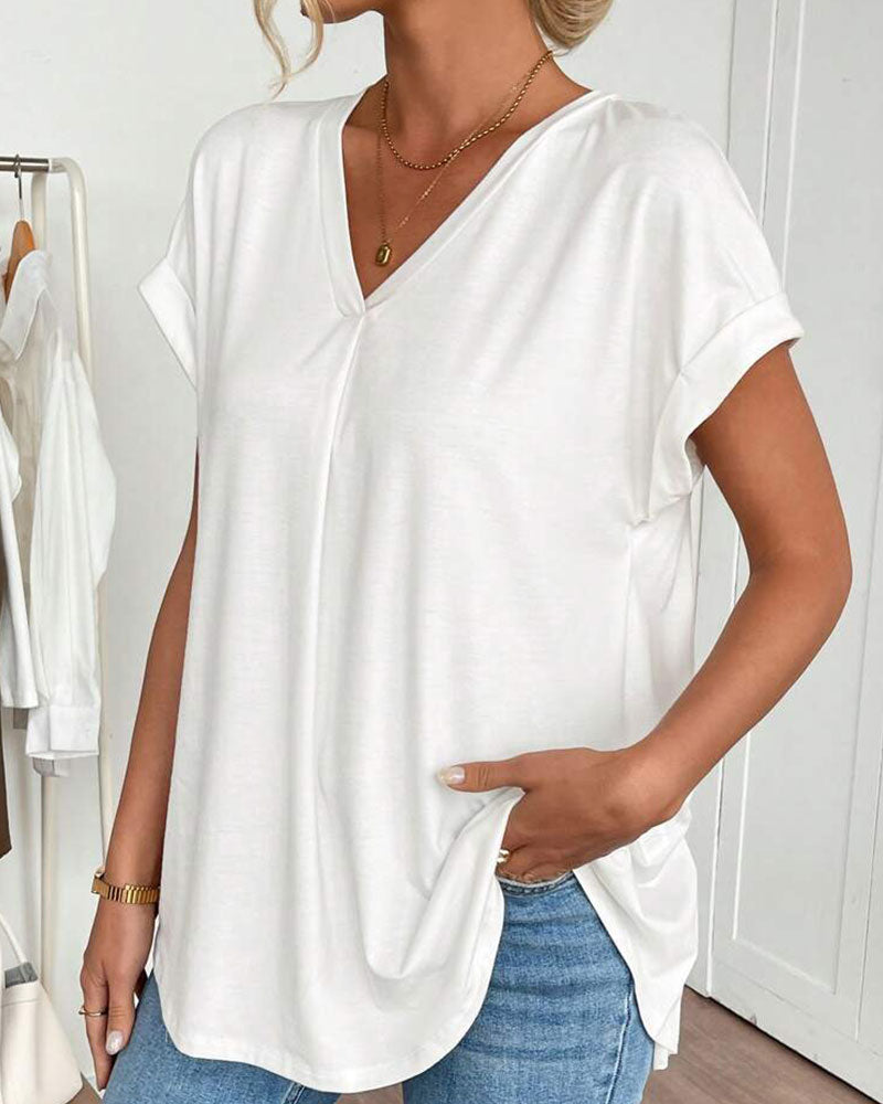 Liyanna - Blusa de Manga Corta Con Pliegues en la Espalda