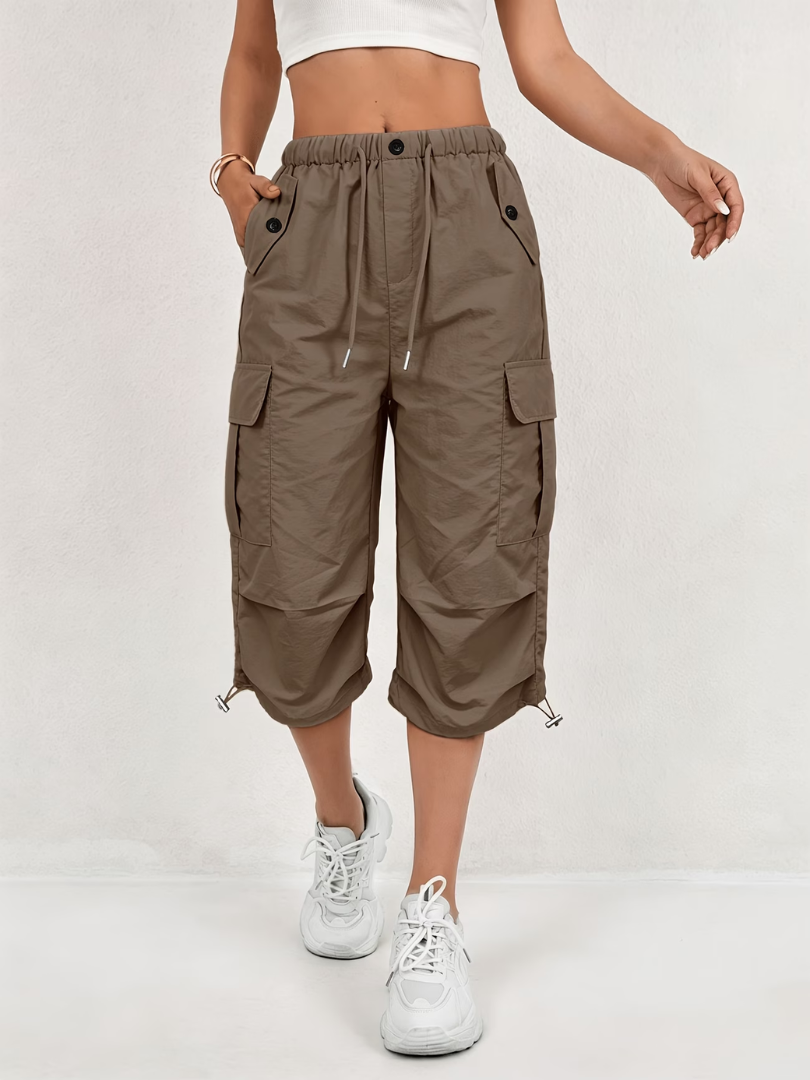 Nanna | Pantalones Cargo de Tres Cuartos Con Cordón y Bolsillos