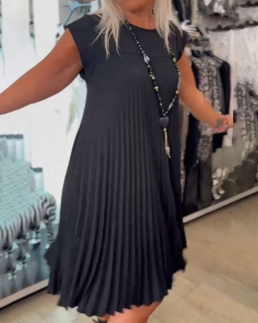 Shihua | Vestido De Corte en a Con Mangas Casquillo Y Pliegues