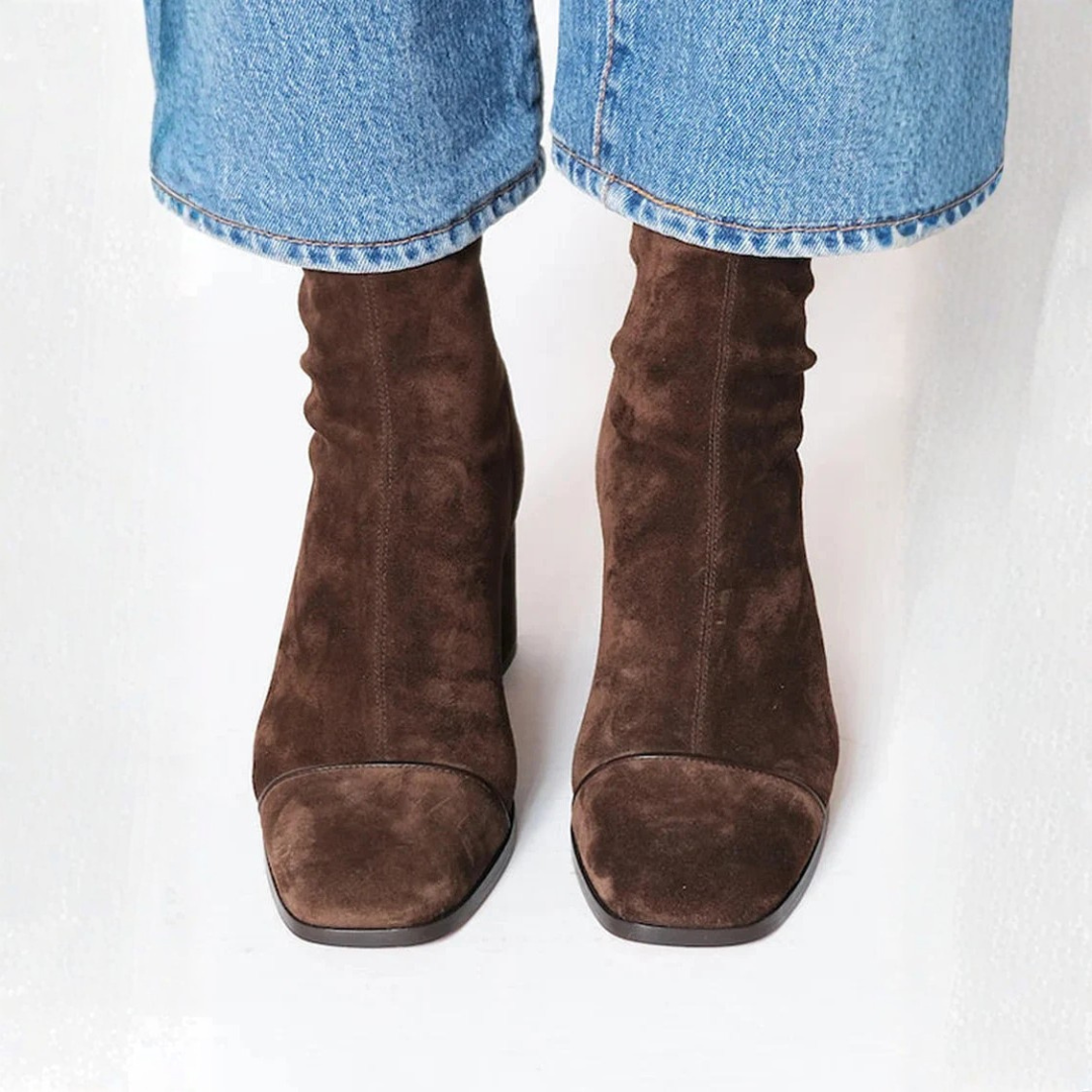Leora - Botines Cómodos De Ante Con Tacón