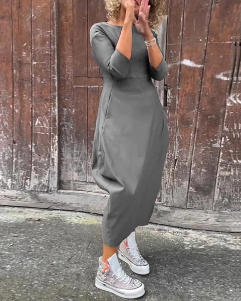 Magdana | Vestido MIDI De Manga Tres Cuartos Holgado