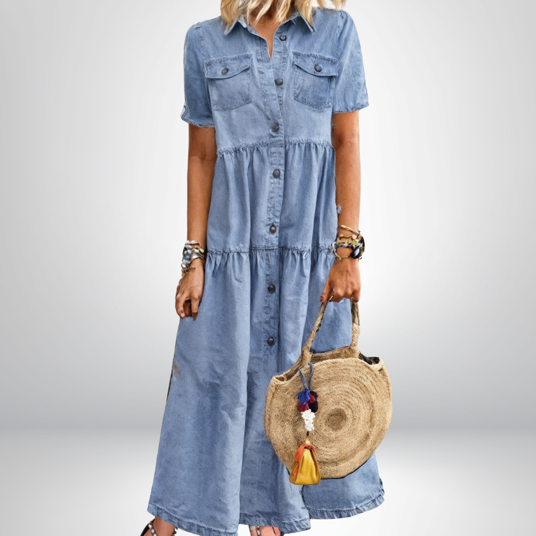 Leokadia | Vestido Denim Midi Con Botones