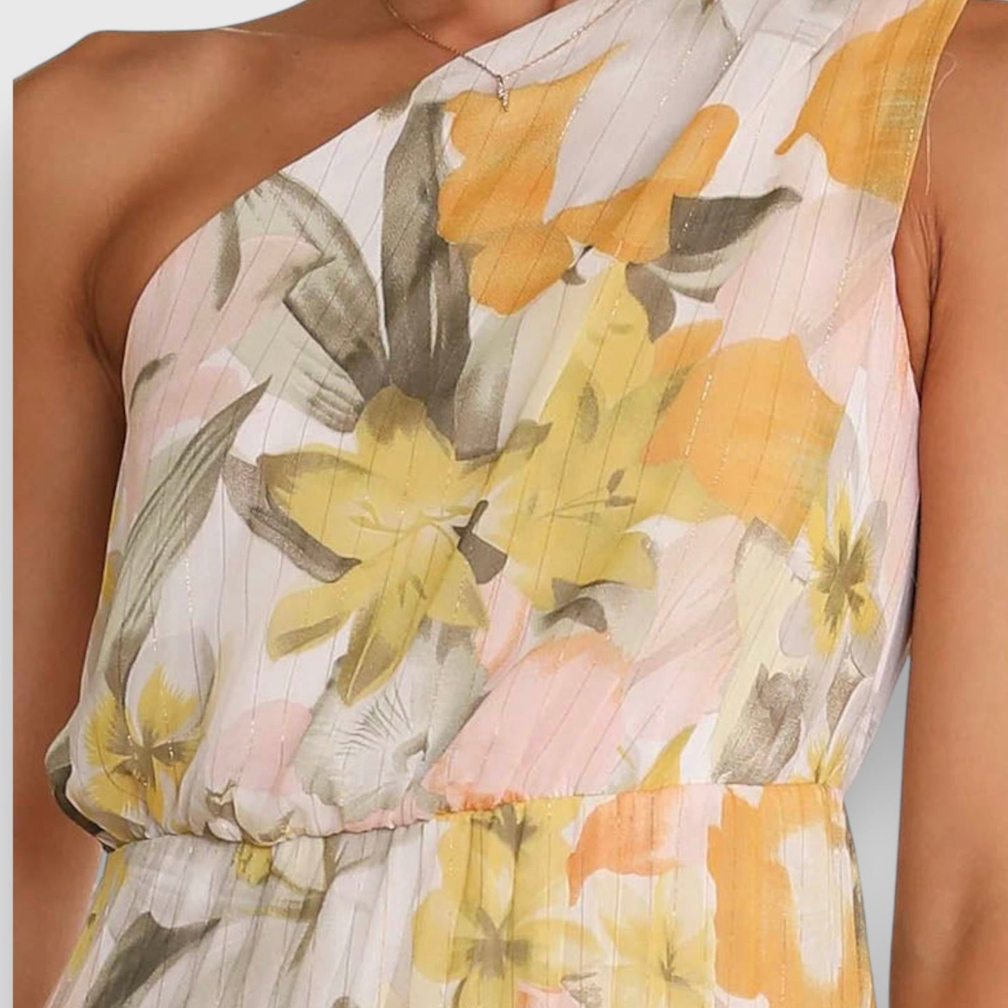 Jillian | Vestido Maxi Floral de Un Hombro
