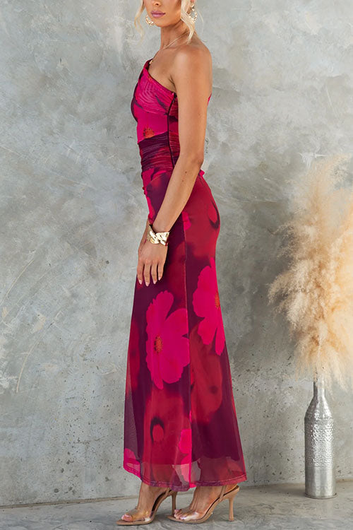 Lindsey | Vestido Largo Floral De Un Hombro