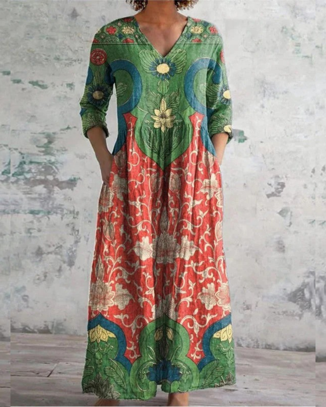 Bernadine | Vestido Largo Floral con Escote en V
