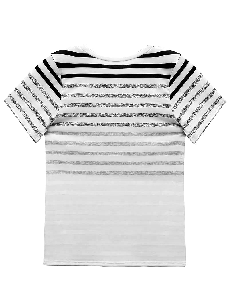 Kellie | Camiseta de Manga Corta Con Cuello Redondo a Rayas
